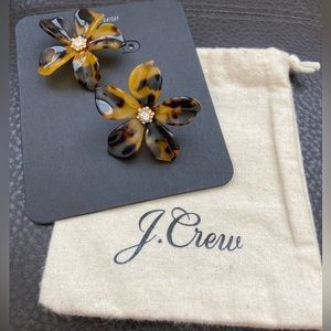 J.Crew Tortoise Acetate Statement Flower Earrings